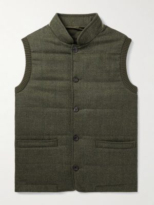 Padded Herringbone Wool-Blend Gilet