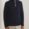 Leather-Trimmed Cashmere Half-Zip Sweater - FR Leather-Trimmed Cashmere Half-Zip Sweater - FR