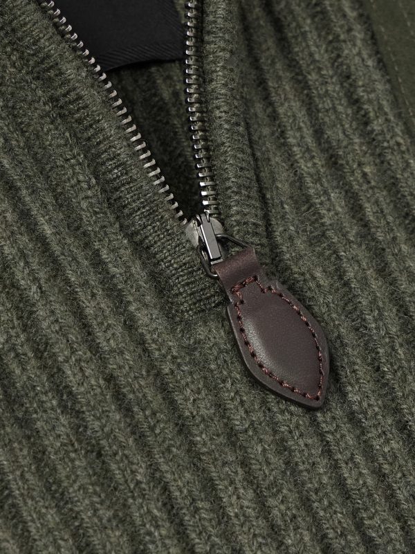 Commando Suede-Trimmed Ribbed Wool Half-Zip Sweater - CU Commando Suede-Trimmed Ribbed Wool Half-Zip Sweater - CU