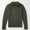 Commando Suede-Trimmed Ribbed Wool Half-Zip Sweater Commando Suede-Trimmed Ribbed Wool Half-Zip Sweater