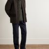 Commando Suede-Trimmed Ribbed Wool Half-Zip Sweater - OU Commando Suede-Trimmed Ribbed Wool Half-Zip Sweater - OU