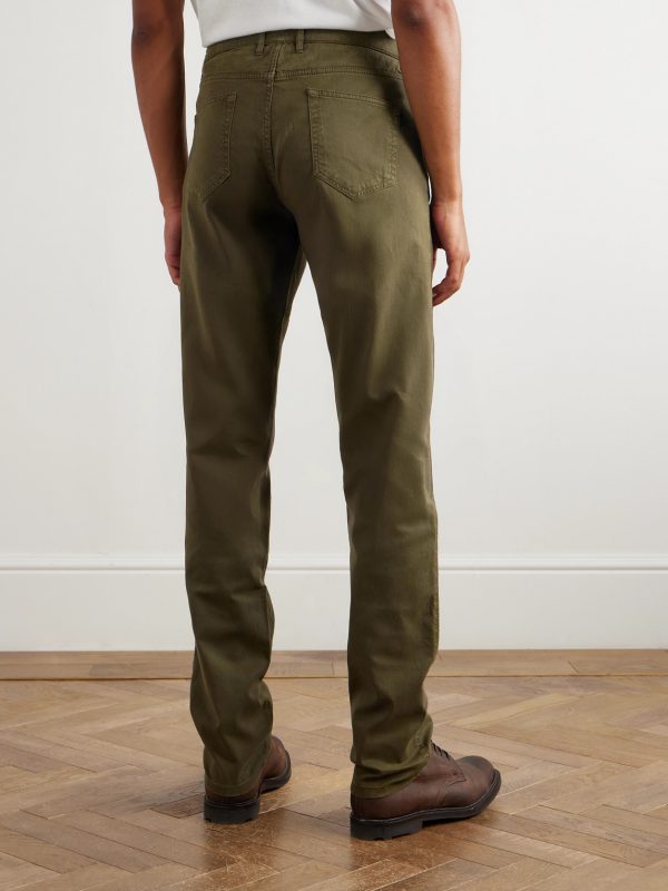Slim-Fit Straight-Leg Cotton-Blend Twill Trousers - BK Slim-Fit Straight-Leg Cotton-Blend Twill Trousers - BK