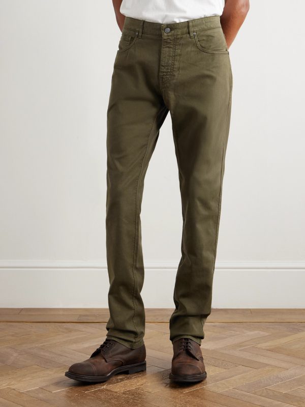 Slim-Fit Straight-Leg Cotton-Blend Twill Trousers - FR Slim-Fit Straight-Leg Cotton-Blend Twill Trousers - FR