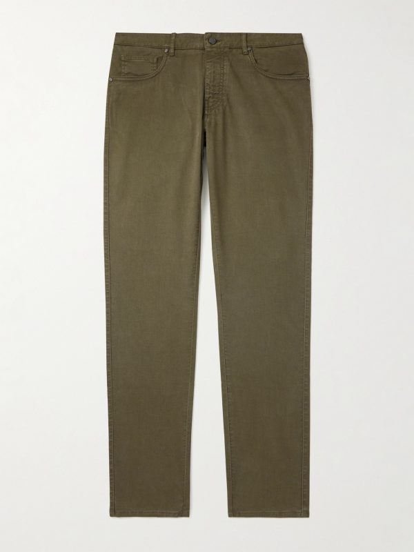Slim-Fit Straight-Leg Cotton-Blend Twill Trousers Slim-Fit Straight-Leg Cotton-Blend Twill Trousers