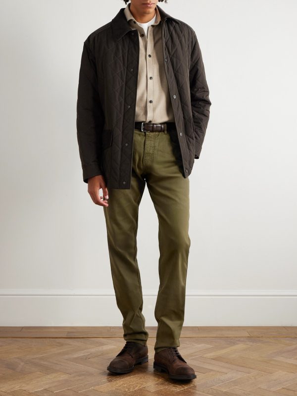 Slim-Fit Straight-Leg Cotton-Blend Twill Trousers - OU Slim-Fit Straight-Leg Cotton-Blend Twill Trousers - OU