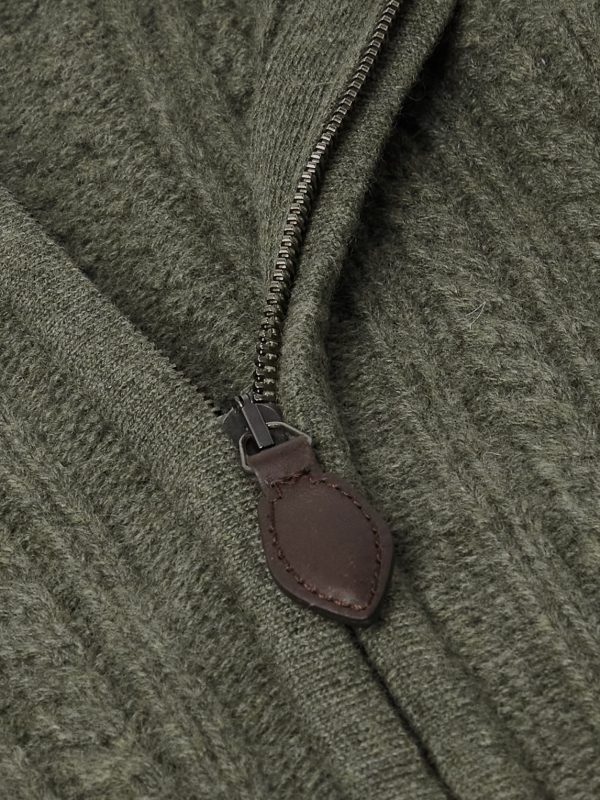 Burlington Cable-Knit Wool and Cashmere Zip-Up Cardigan - CU Burlington Cable-Knit Wool and Cashmere Zip-Up Cardigan - CU