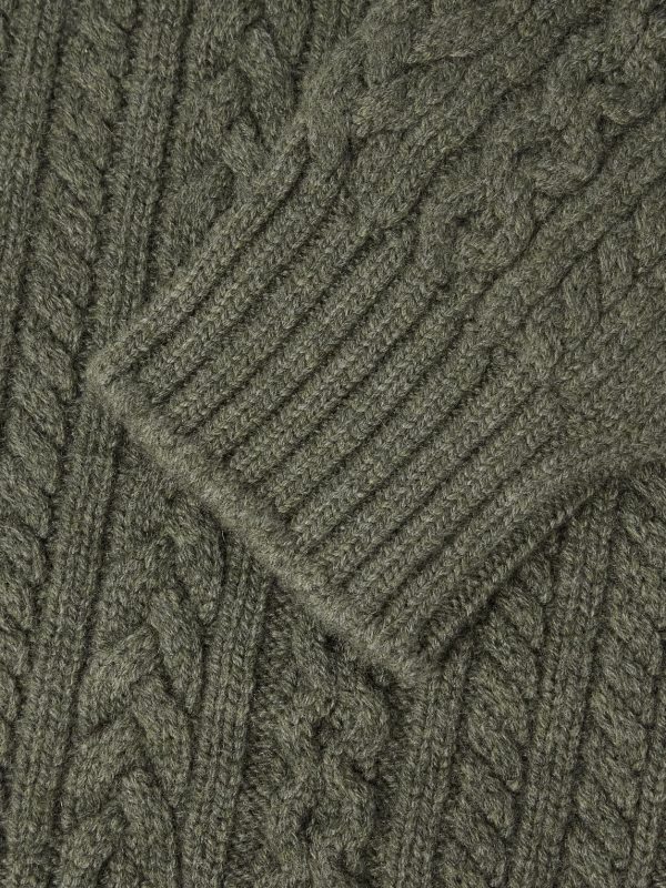 Burlington Cable-Knit Wool and Cashmere Zip-Up Cardigan - E1 Burlington Cable-Knit Wool and Cashmere Zip-Up Cardigan - E1