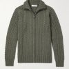 Burlington Cable-Knit Wool and Cashmere Zip-Up Cardigan Burlington Cable-Knit Wool and Cashmere Zip-Up Cardigan