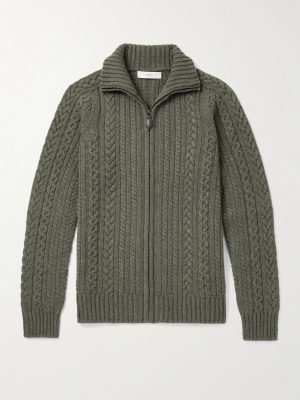 Burlington Cable-Knit Wool and Cashmere Zip-Up Cardigan Burlington Cable-Knit Wool and Cashmere Zip-Up Cardigan