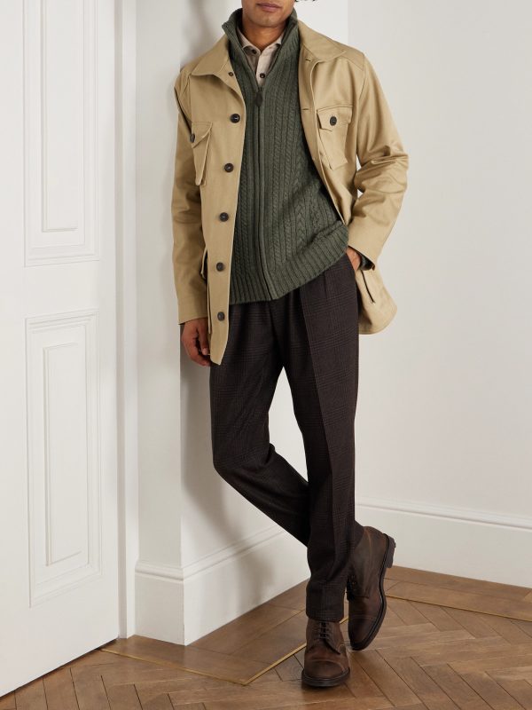 Burlington Cable-Knit Wool and Cashmere Zip-Up Cardigan - OU Burlington Cable-Knit Wool and Cashmere Zip-Up Cardigan - OU