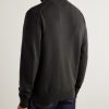Leather-Trimmed Cashmere Half-Zip Sweater - BK Leather-Trimmed Cashmere Half-Zip Sweater - BK