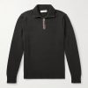 Leather-Trimmed Cashmere Half-Zip Sweater Leather-Trimmed Cashmere Half-Zip Sweater