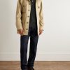 Leather-Trimmed Cashmere Half-Zip Sweater - OU Leather-Trimmed Cashmere Half-Zip Sweater - OU