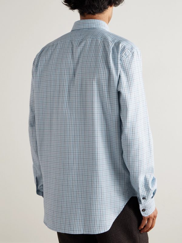 Checked Cotton and Cashmere-Blend Shirt - BK