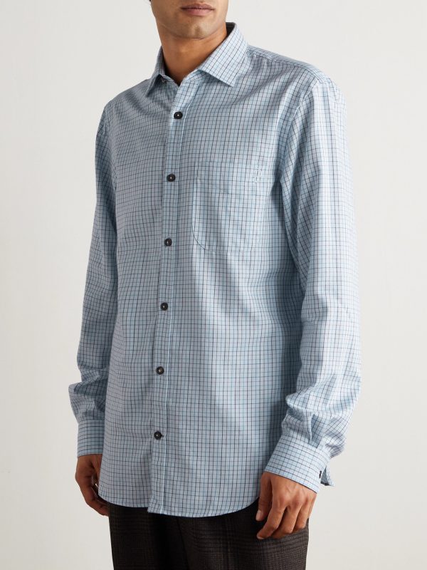 Checked Cotton and Cashmere-Blend Shirt - FR