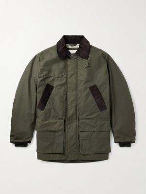 Pembroke Corduory-Trimmed Cotton-Canvas Coat