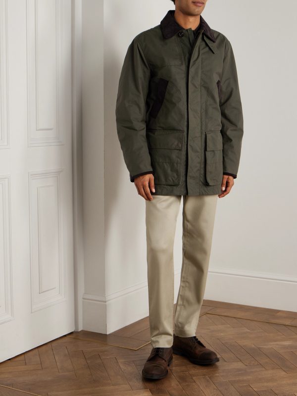 Pembroke Corduory-Trimmed Cotton-Canvas Coat - OU Pembroke Corduory-Trimmed Cotton-Canvas Coat - OU