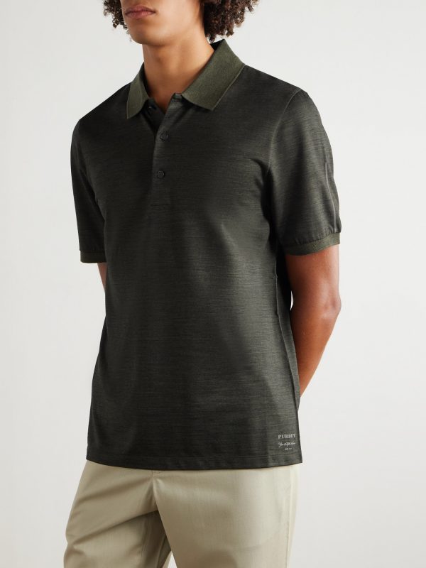 Merino Wool and Lyocell-Blend Piqué Polo Shirt - FR