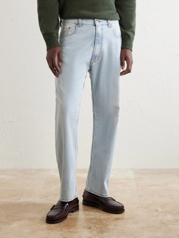 Straight-Leg Distressed Jeans - FR Straight-Leg Distressed Jeans - FR