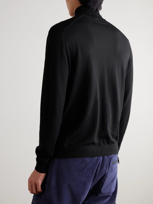 Oscar Virgin Wool Zip-Up Cardigan - BK Oscar Virgin Wool Zip-Up Cardigan - BK