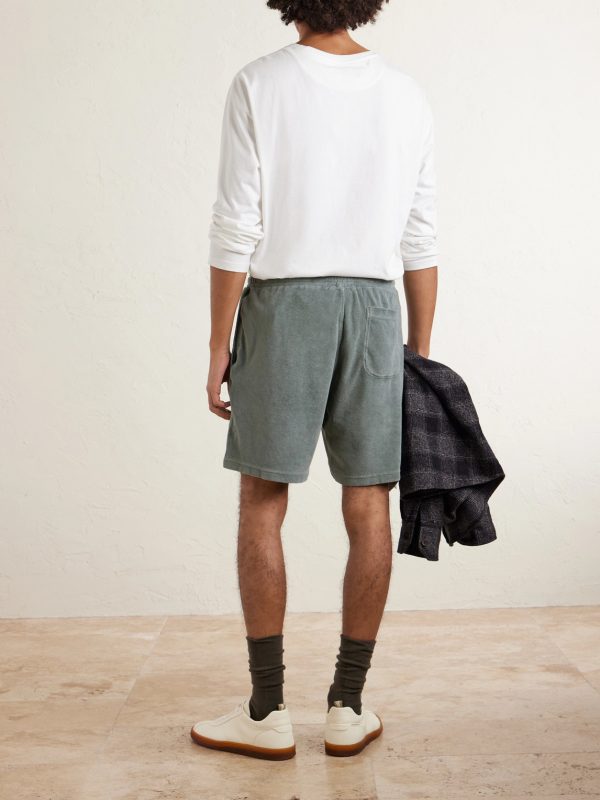 Straight-Leg Cotton-Terry Drawstring Shorts - BK Straight-Leg Cotton-Terry Drawstring Shorts - BK