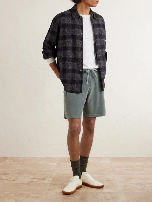 Straight-Leg Cotton-Terry Drawstring Shorts - OU Straight-Leg Cotton-Terry Drawstring Shorts - OU