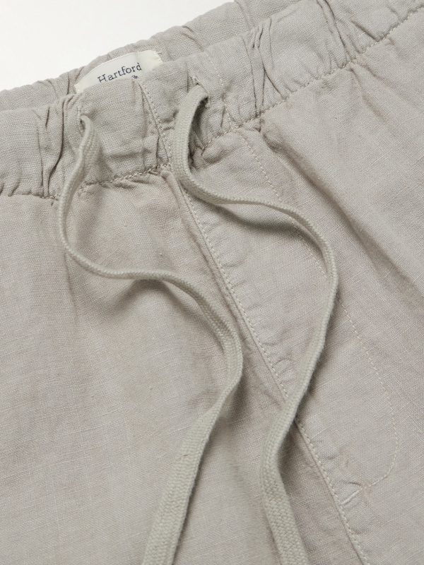Joggy Tapered Linen Drawstring Trousers - E1 Joggy Tapered Linen Drawstring Trousers - E1