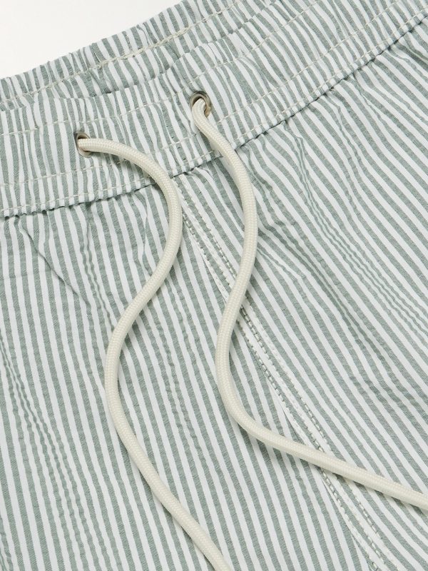 Slim-Fit Short-Length Striped Seersucker Swim Shorts - CU