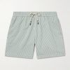 Slim-Fit Short-Length Striped Seersucker Swim Shorts