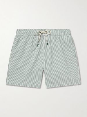 Slim-Fit Short-Length Striped Seersucker Swim Shorts Slim-Fit Short-Length Striped Seersucker Swim Shorts