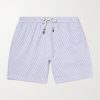 Slim-Fit Mid-Length Striped Seersucker Swim Shorts