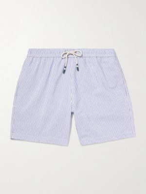 Slim-Fit Mid-Length Striped Seersucker Swim Shorts Slim-Fit Mid-Length Striped Seersucker Swim Shorts