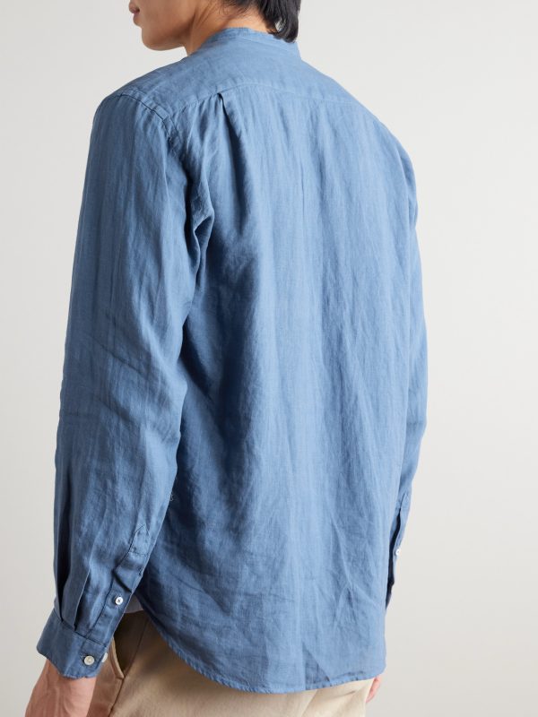 Premium Pat Grandad-Collar Linen Shirt - BK Premium Pat Grandad-Collar Linen Shirt - BK