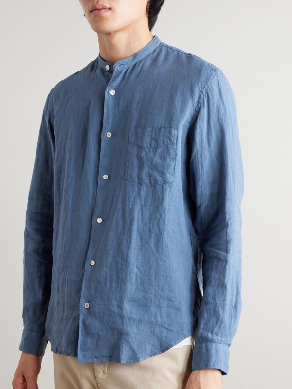 Premium Pat Grandad-Collar Linen Shirt - FR Premium Pat Grandad-Collar Linen Shirt - FR