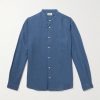 Premium Pat Grandad-Collar Linen Shirt Premium Pat Grandad-Collar Linen Shirt