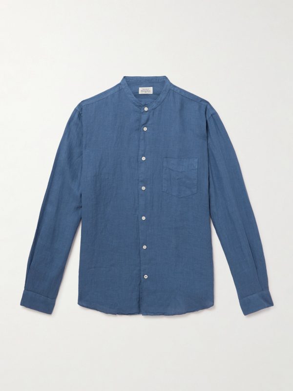 Premium Pat Grandad-Collar Linen Shirt Premium Pat Grandad-Collar Linen Shirt