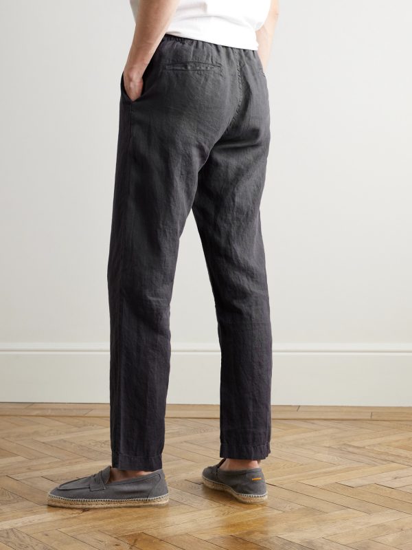 Joggy Straight-Leg Linen Drawstring Trousers - BK