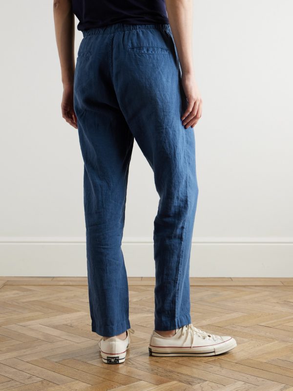 Joggy Straight-Leg Linen Drawstring Trousers - BK Joggy Straight-Leg Linen Drawstring Trousers - BK