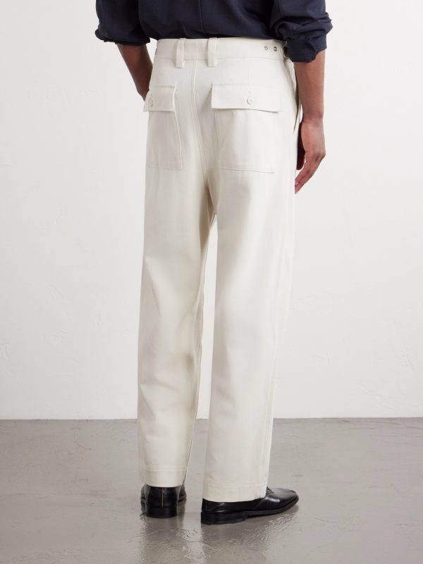 Wide-Leg Pleated Cotton-Twill Trousers - BK Wide-Leg Pleated Cotton-Twill Trousers - BK