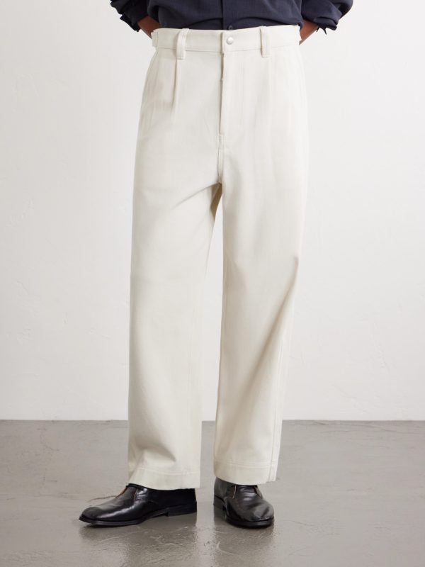 Wide-Leg Pleated Cotton-Twill Trousers - FR Wide-Leg Pleated Cotton-Twill Trousers - FR