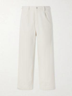 Wide-Leg Pleated Cotton-Twill Trousers Wide-Leg Pleated Cotton-Twill Trousers