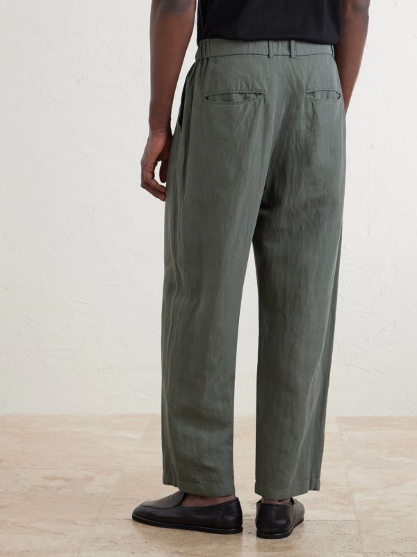 Wide-Leg Cotton and Linen-Blend Twill Trousers - BK Wide-Leg Cotton and Linen-Blend Twill Trousers - BK