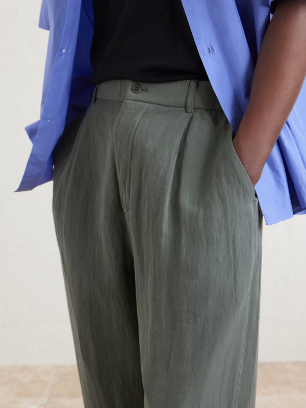 Wide-Leg Cotton and Linen-Blend Twill Trousers - CU Wide-Leg Cotton and Linen-Blend Twill Trousers - CU