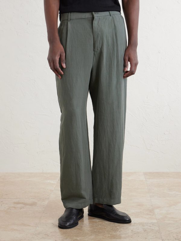 Wide-Leg Cotton and Linen-Blend Twill Trousers - FR Wide-Leg Cotton and Linen-Blend Twill Trousers - FR