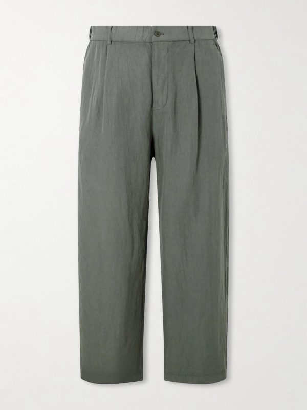 Wide-Leg Cotton and Linen-Blend Twill Trousers Wide-Leg Cotton and Linen-Blend Twill Trousers