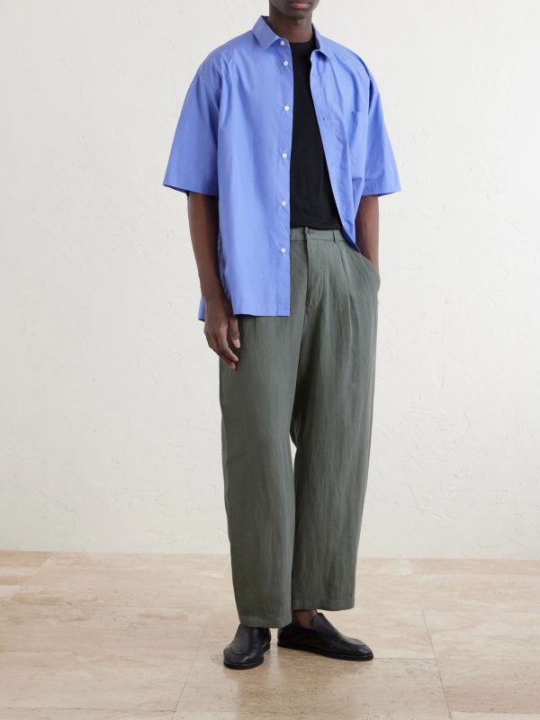 Wide-Leg Cotton and Linen-Blend Twill Trousers - OU Wide-Leg Cotton and Linen-Blend Twill Trousers - OU
