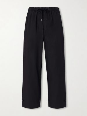 Wide-Leg Cotton-Blend Gabardine Drawstring Trousers Wide-Leg Cotton-Blend Gabardine Drawstring Trousers