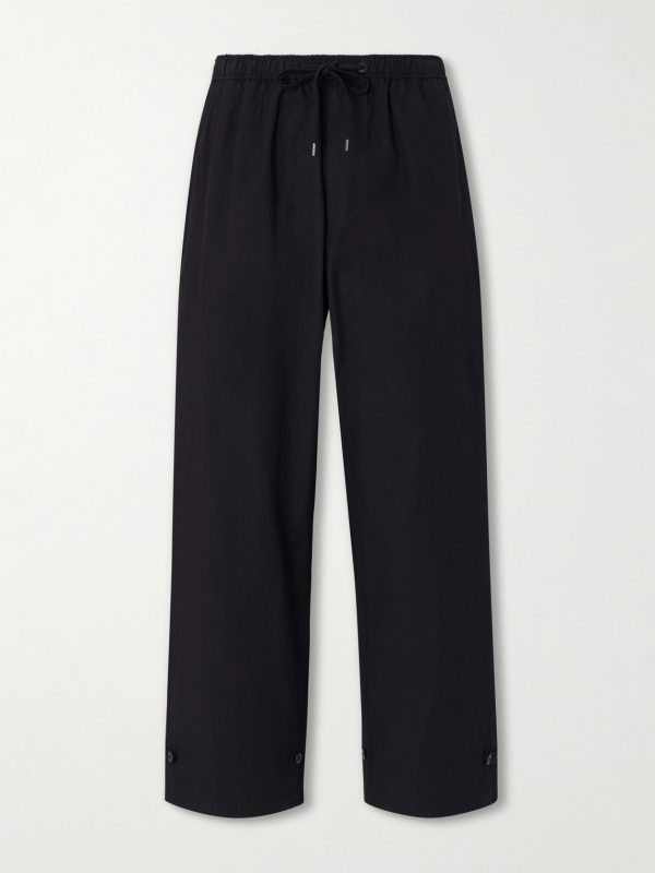 Wide-Leg Cotton-Blend Gabardine Drawstring Trousers Wide-Leg Cotton-Blend Gabardine Drawstring Trousers