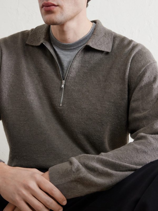 Linen and Cotton-Blend Half-Zip Polo Sweater - CU Linen and Cotton-Blend Half-Zip Polo Sweater - CU