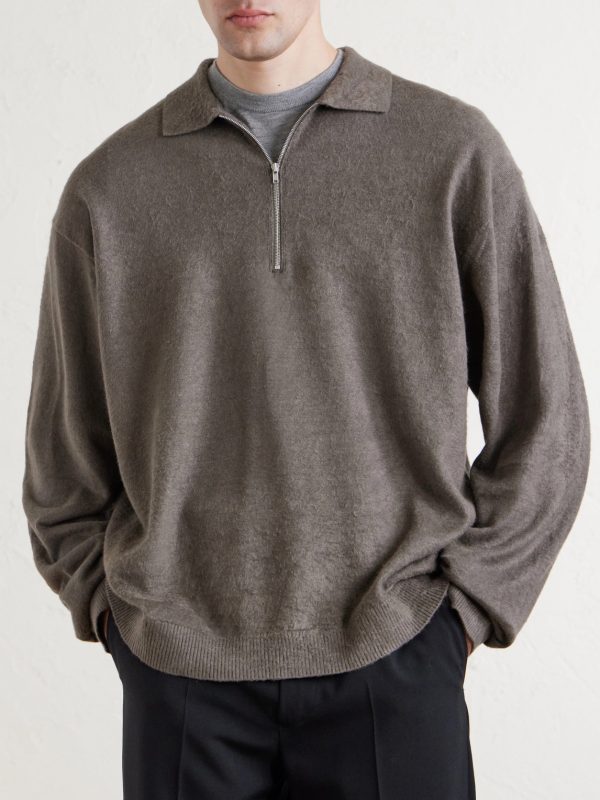 Linen and Cotton-Blend Half-Zip Polo Sweater - FR Linen and Cotton-Blend Half-Zip Polo Sweater - FR